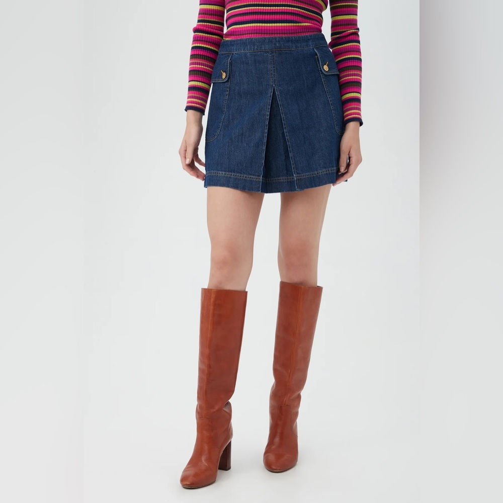 Trina Turk Leary Skirt In Denim